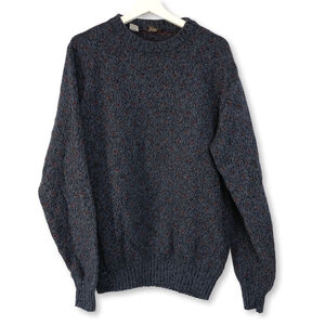 Hudson's Men’s Blue Red Flecked Wool Blend Crewneck Pullover Sweater L Grandpa